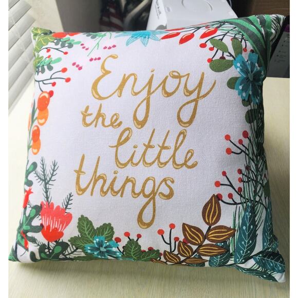 THROW PILLOW-PIER 1 Vintage-Inspirational Message -White-Floral-16"x16" - Picture 12 of 15